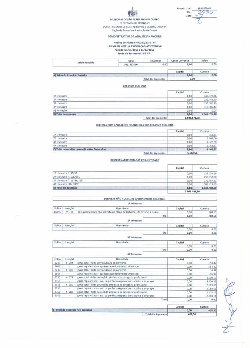 Maria Amélia - Análise e Parecer Conclusivo 2016-2