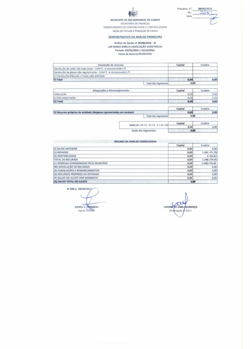 Maria Amélia - Análise e Parecer Conclusivo 2016-3
