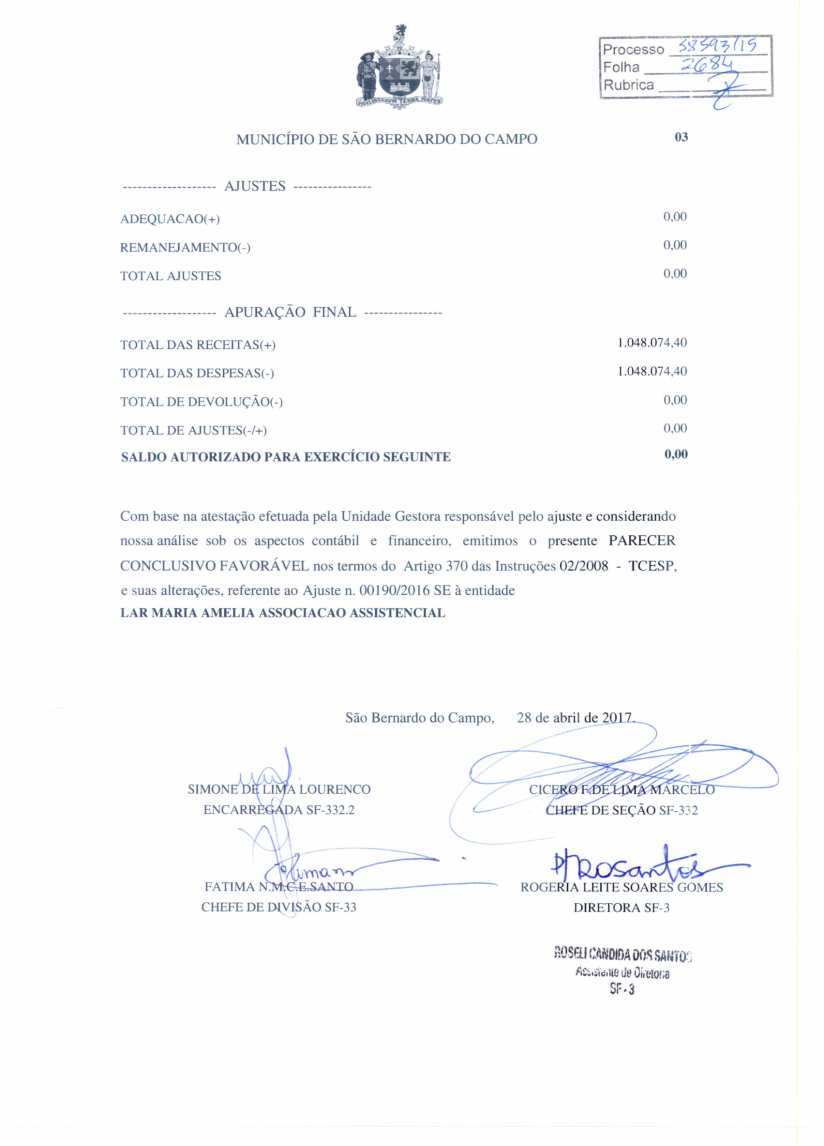 Maria Amélia - Análise e Parecer Conclusivo 2016-6