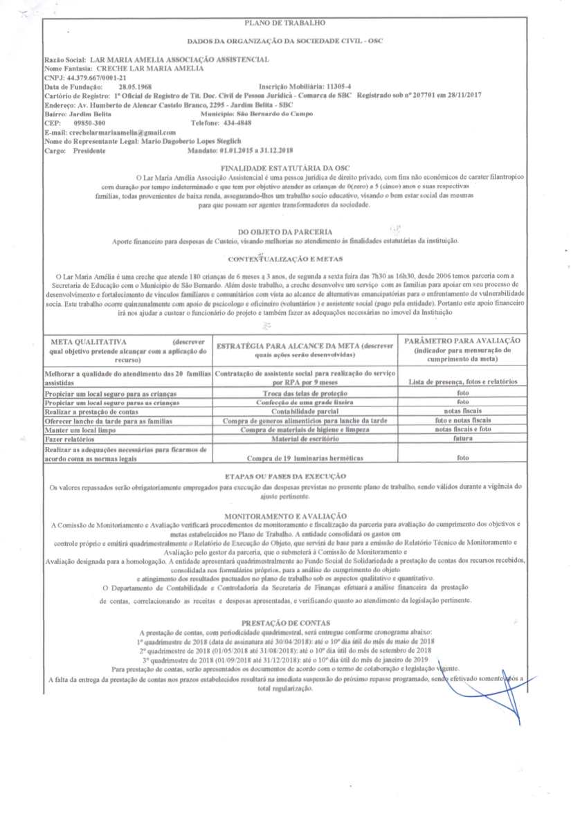 Plano de Trabalho Social 2018-1