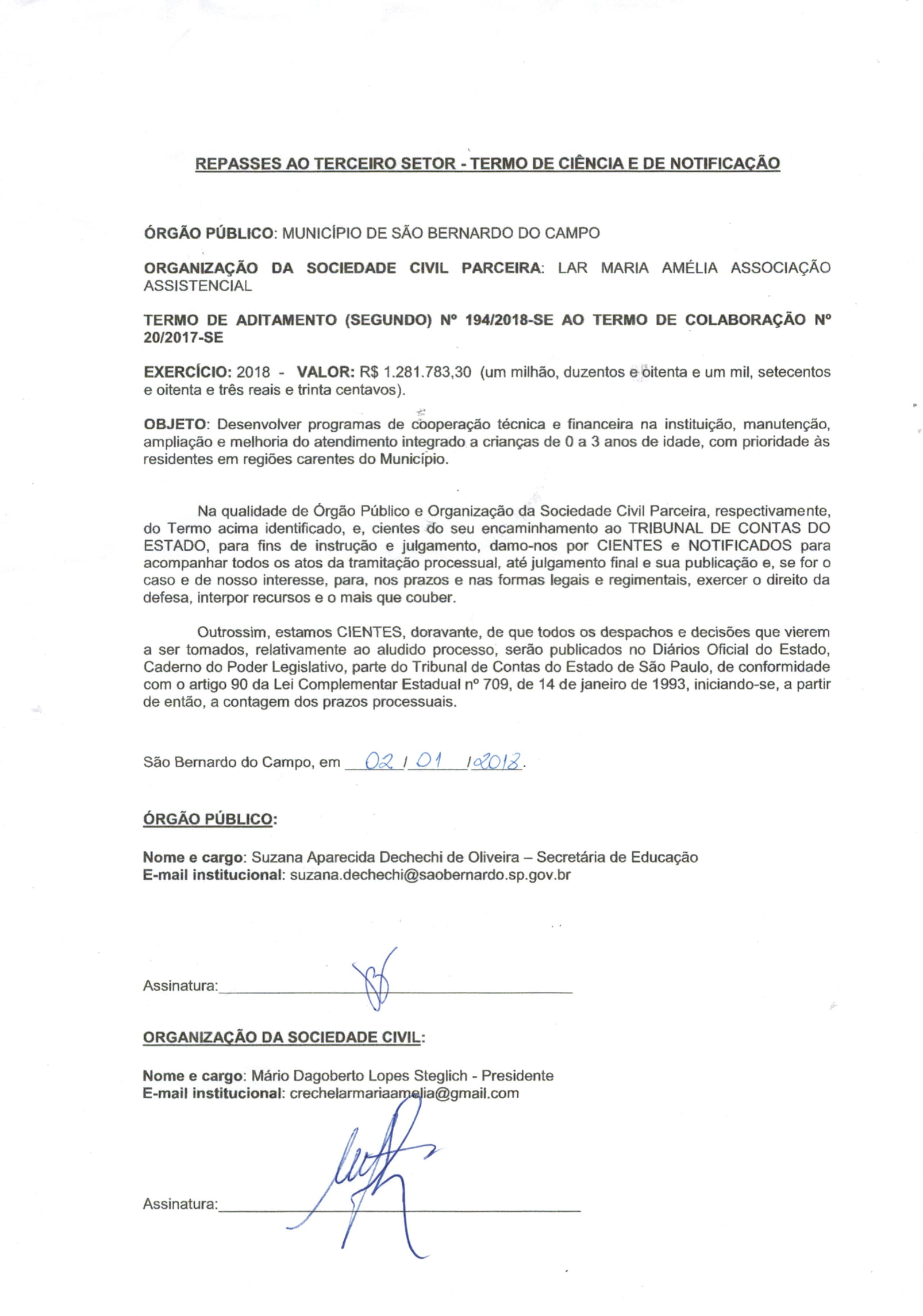 TERMO DE ADITAMENTO EDUCAÇÃO 2018-1