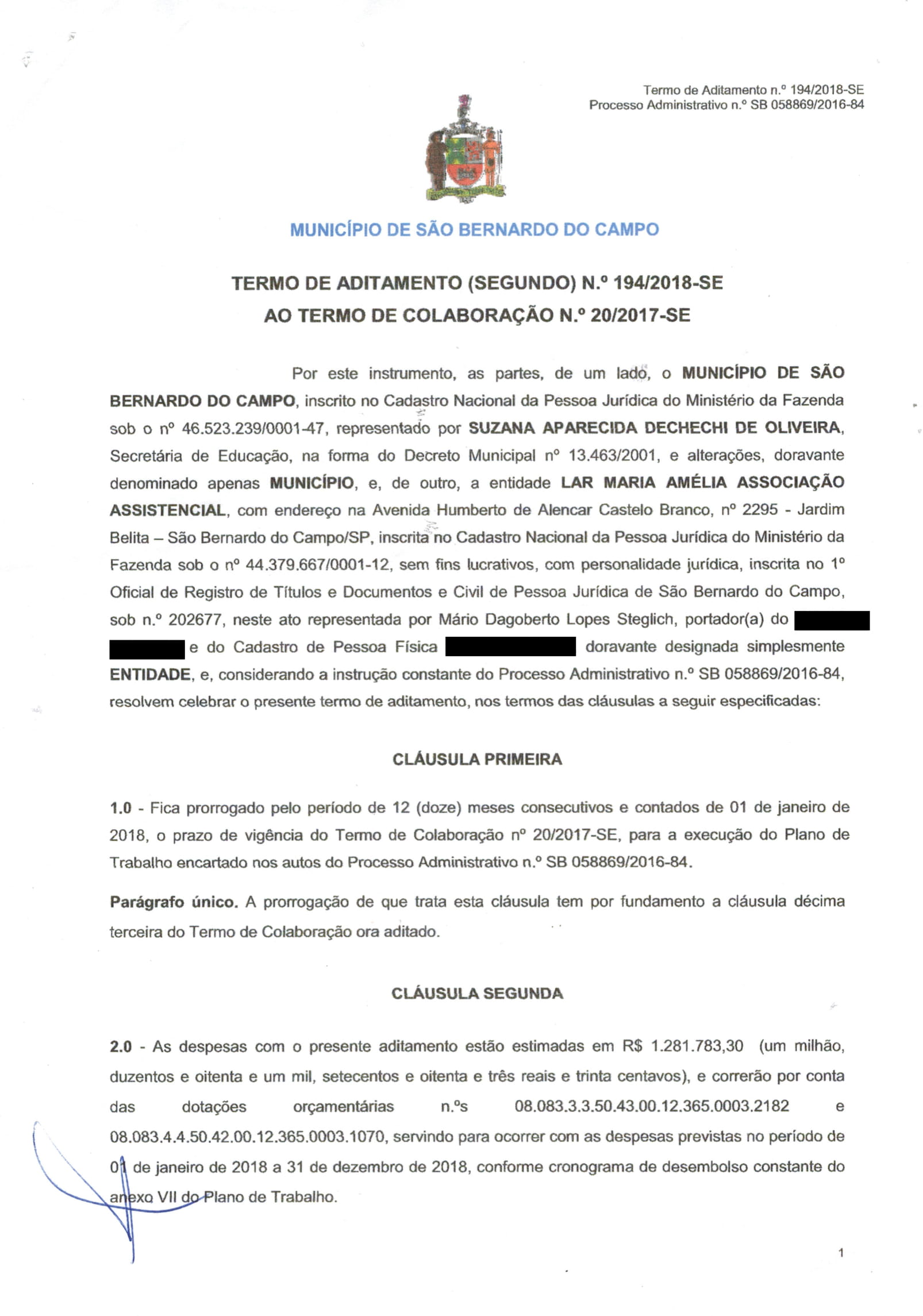 TERMO DE ADITAMENTO EDUCAÇÃO 2018-2